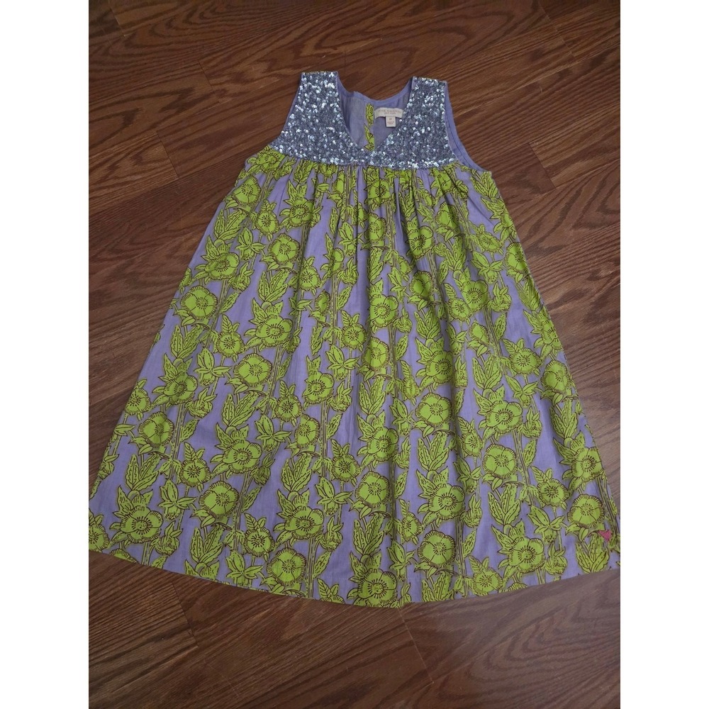 Pink Chicken Girls Purple Lime Green Floral Sequin Bodice Dress Size 8Y Boho